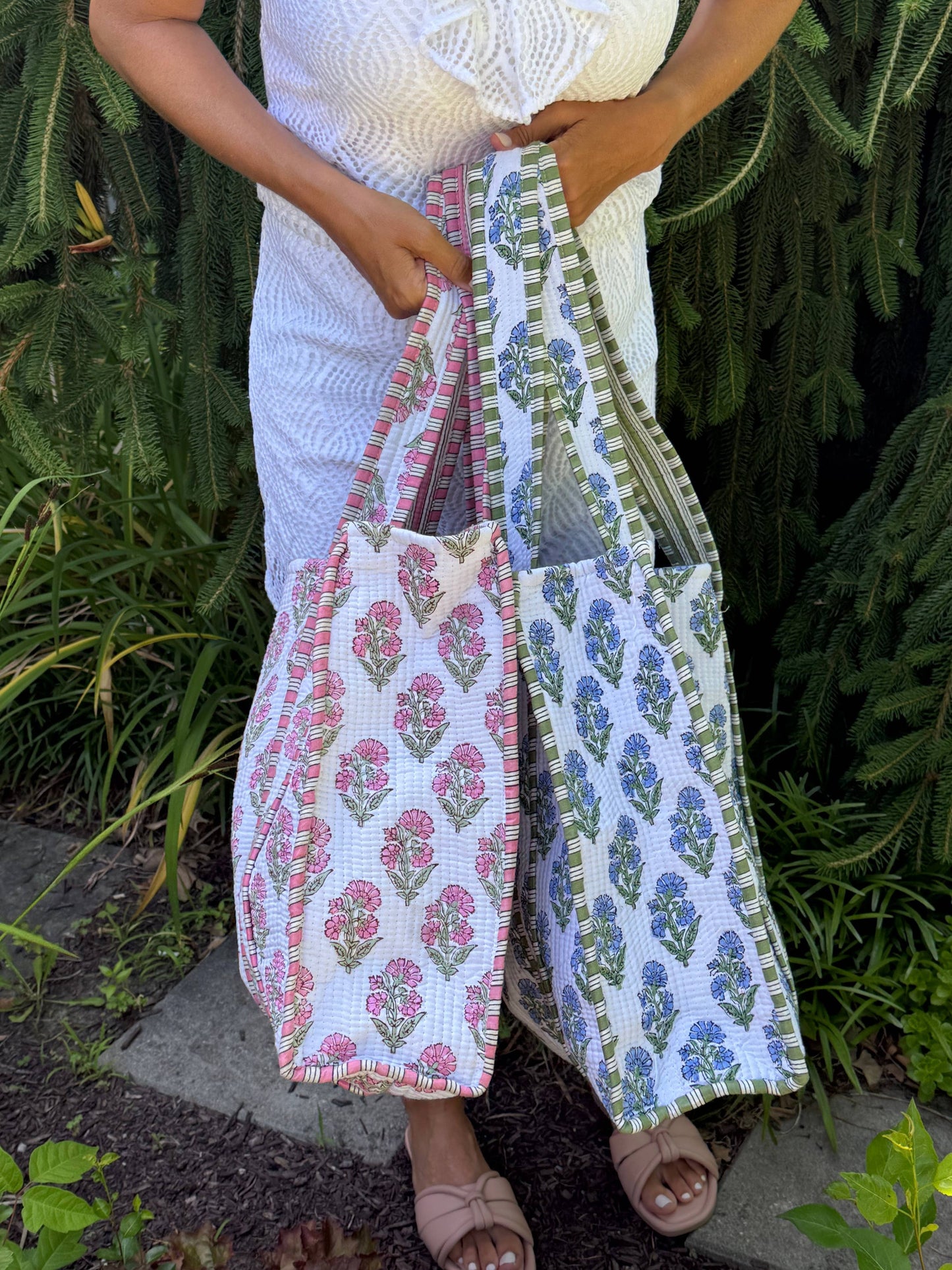 Block Print Quilted Totes