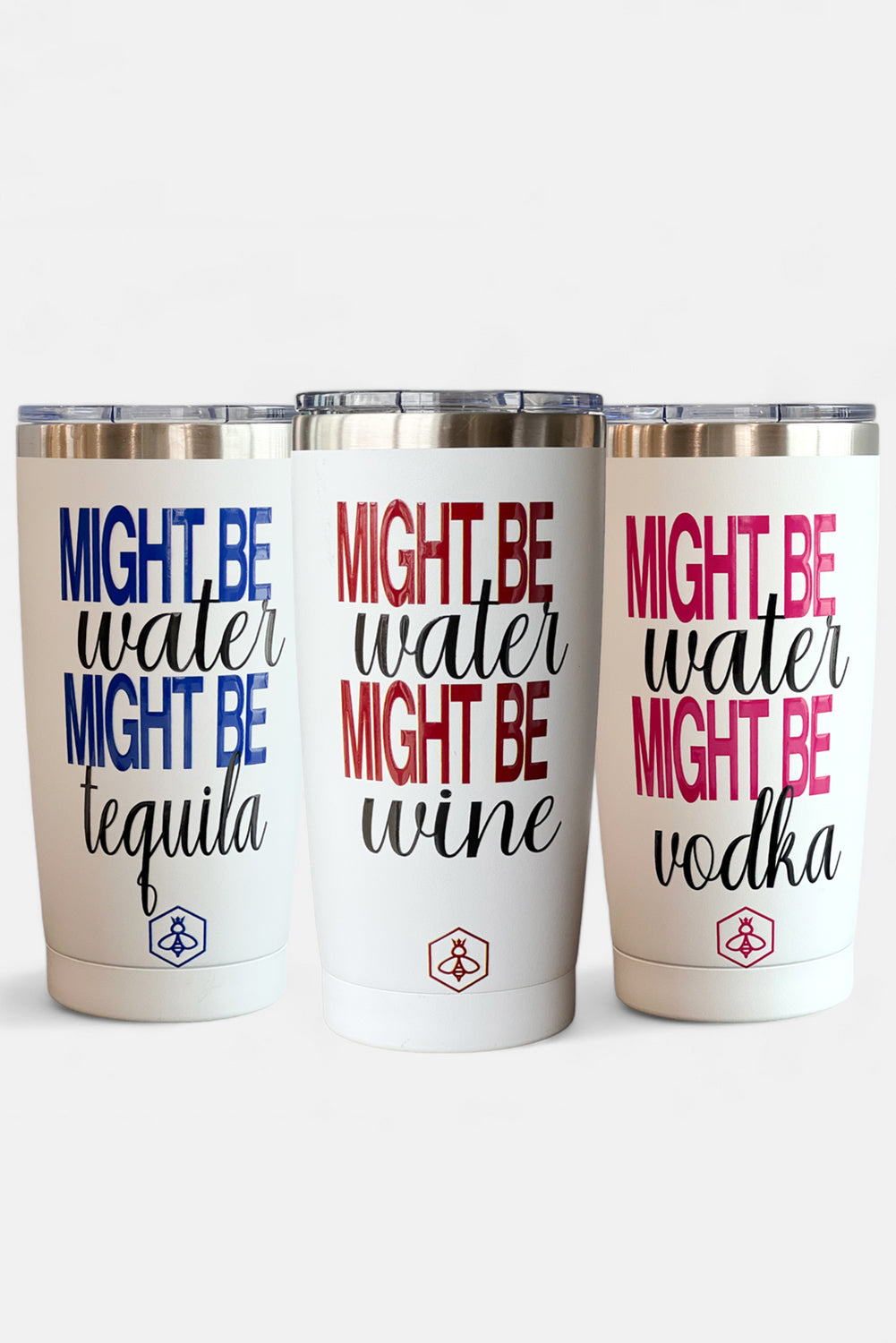 Bright Pink MIGHT BE Water MIGHT BE Liquid Letter Tumbler Cup