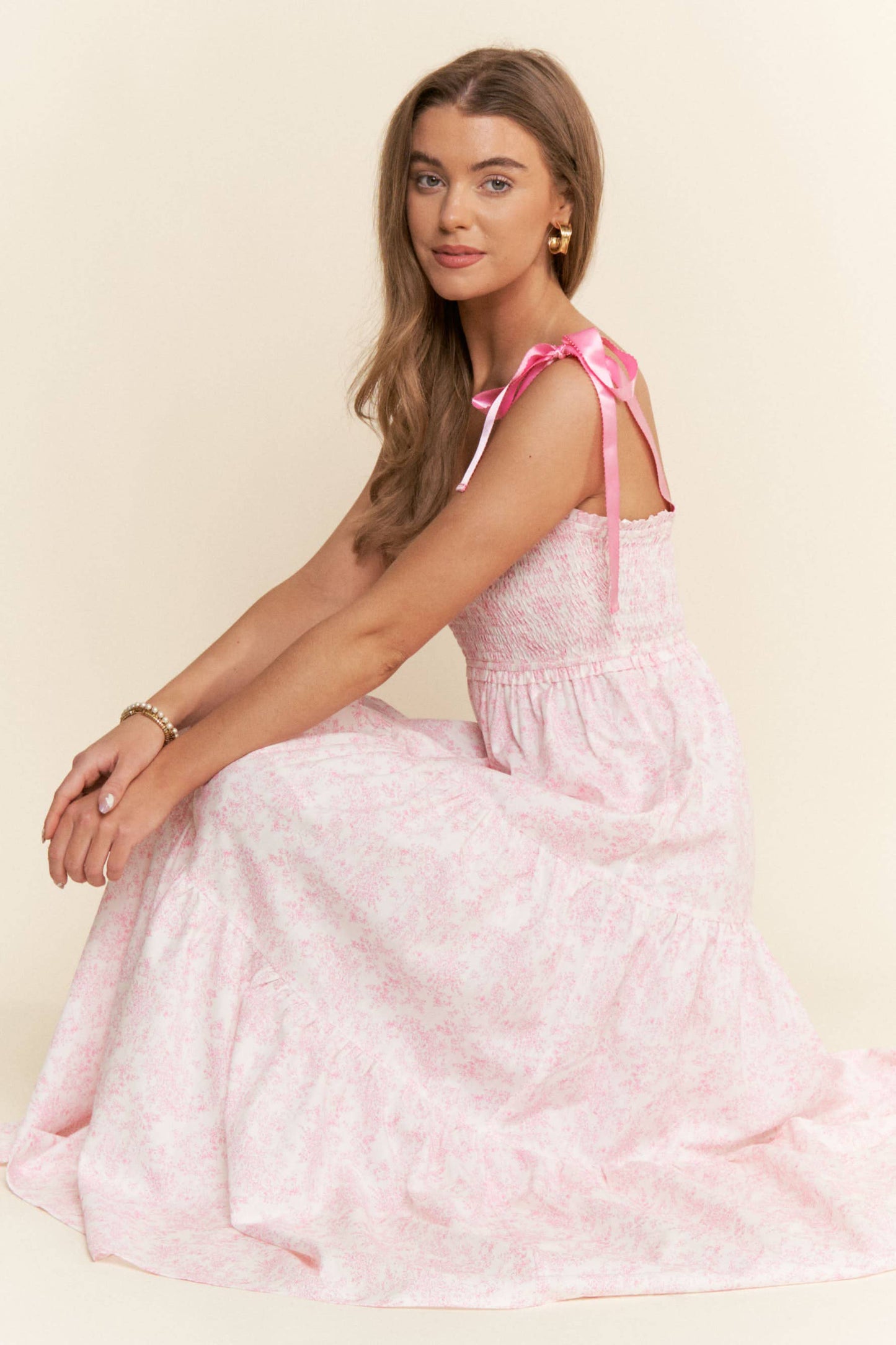 Empire Neck Line Floral Tiered Maxi Dress