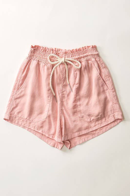 Washed Tencel Rope Drawstring Summer Shorts