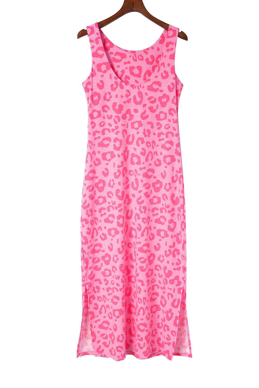 Rosy Casual Leopard Print Side Slits Sleeveless Dress