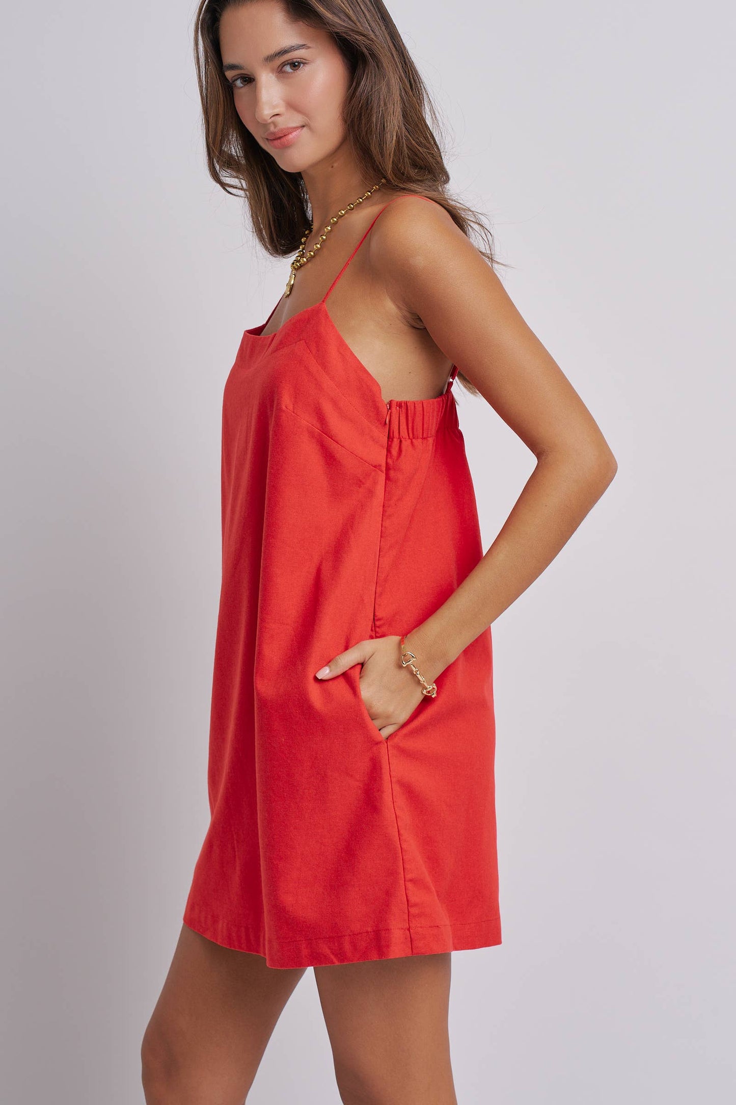 Minimalist Adjustable Strap Slip Mini Dress