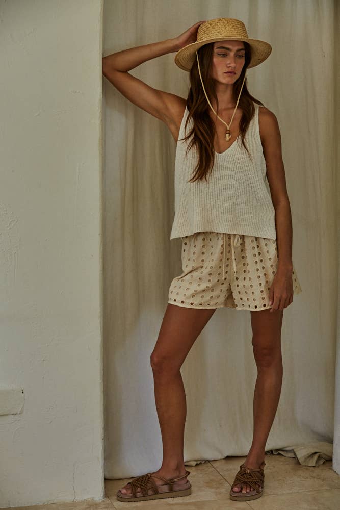 Knit Sweater Cotton V-Neck Sleeveless Tank Top
