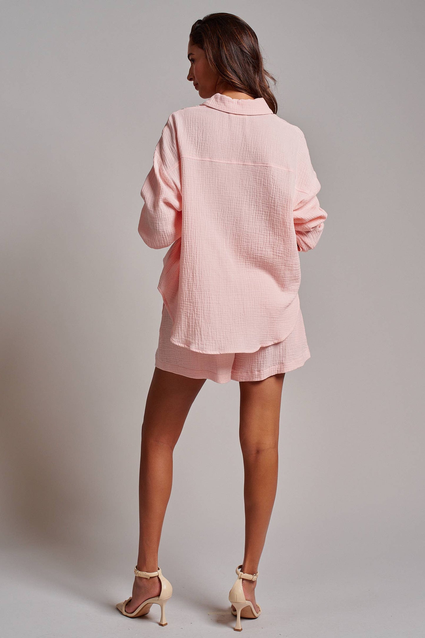 Crinkle Cotton Gauze Resort Button-Up Set