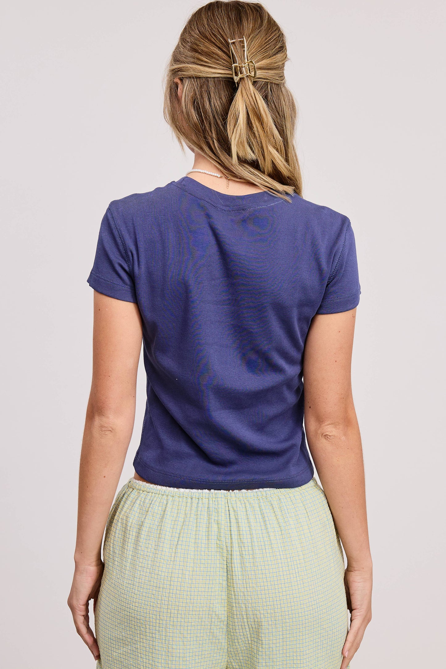 Basic Soft Solid-knit Short Sleeve Baby Tee Top