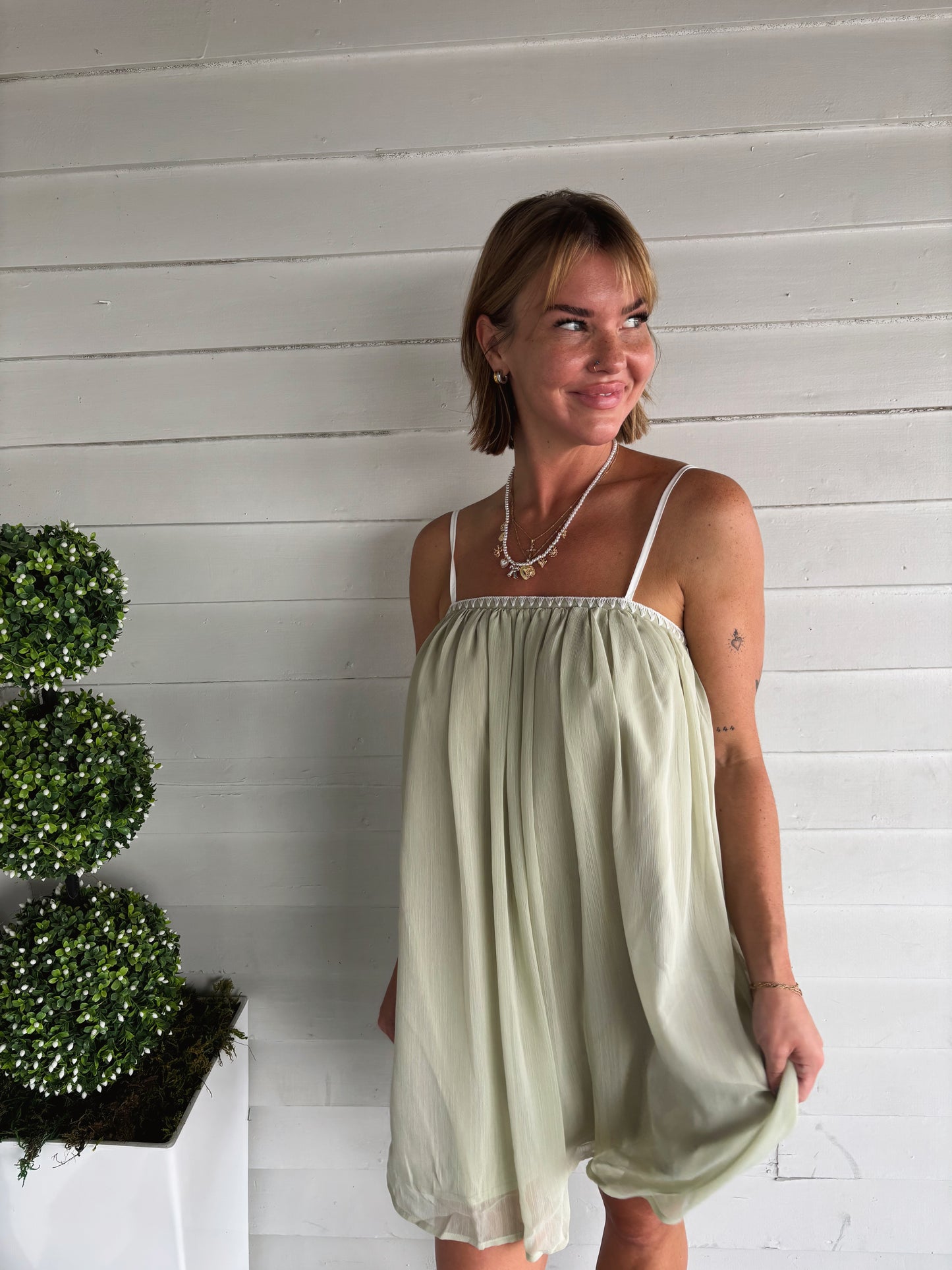 Delicate Embroidery Cami Mini Dress