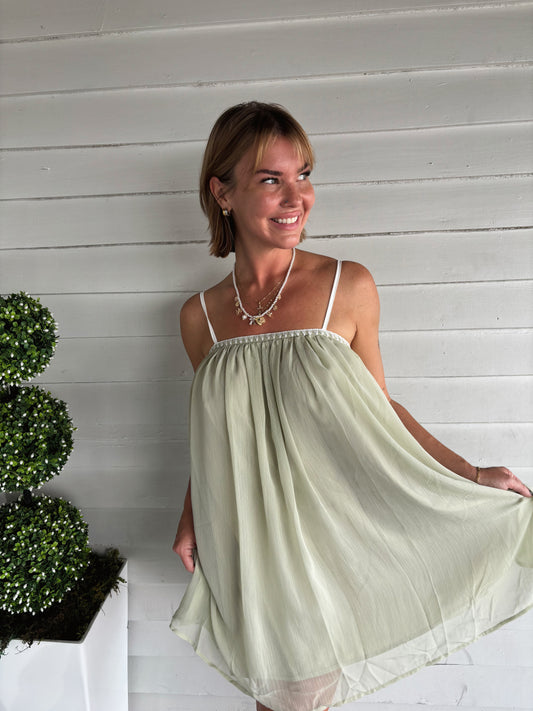 Delicate Embroidery Cami Mini Dress