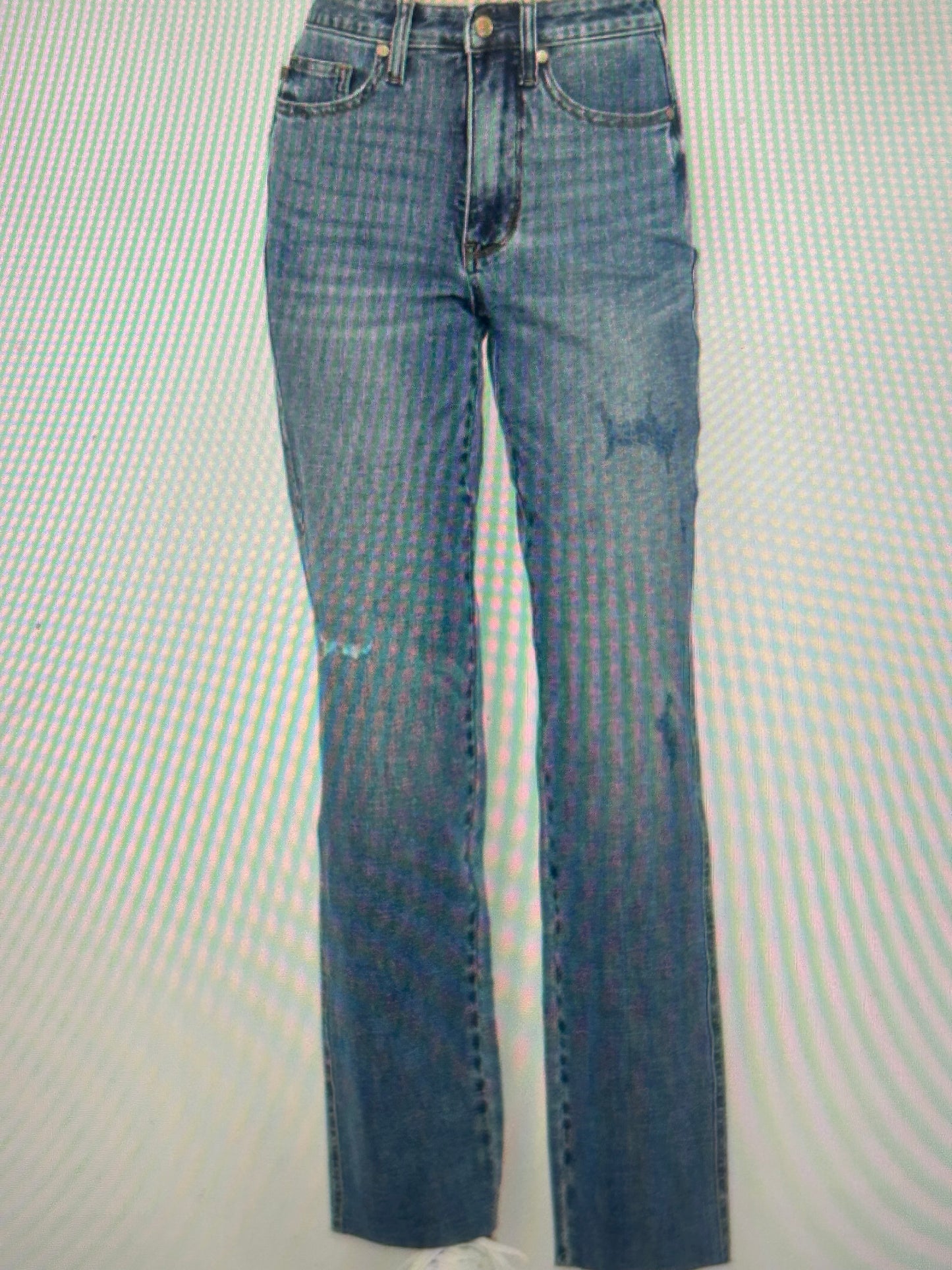 Judy Blue HW Tummy Control Raw Hem Straight Leg