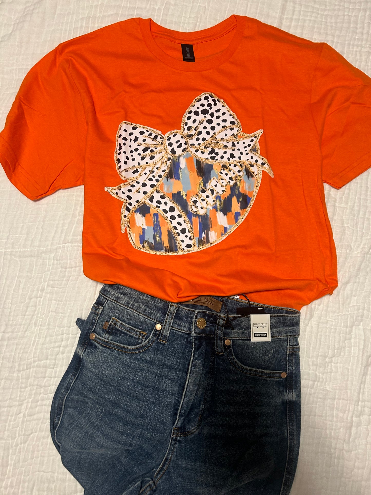 Fall Bow Graphic Tee Orange