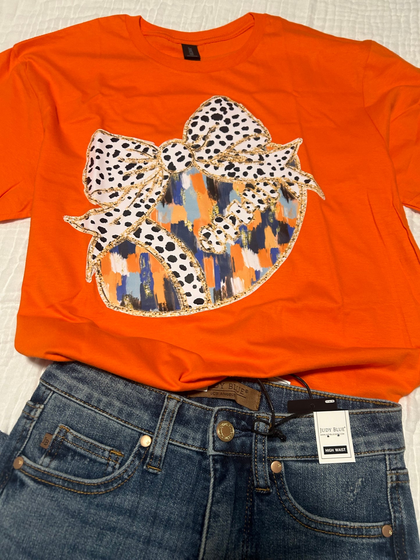 Fall Bow Graphic Tee Orange