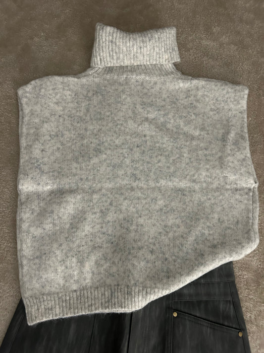 Gray Sleeveless Sweater Turtleneck