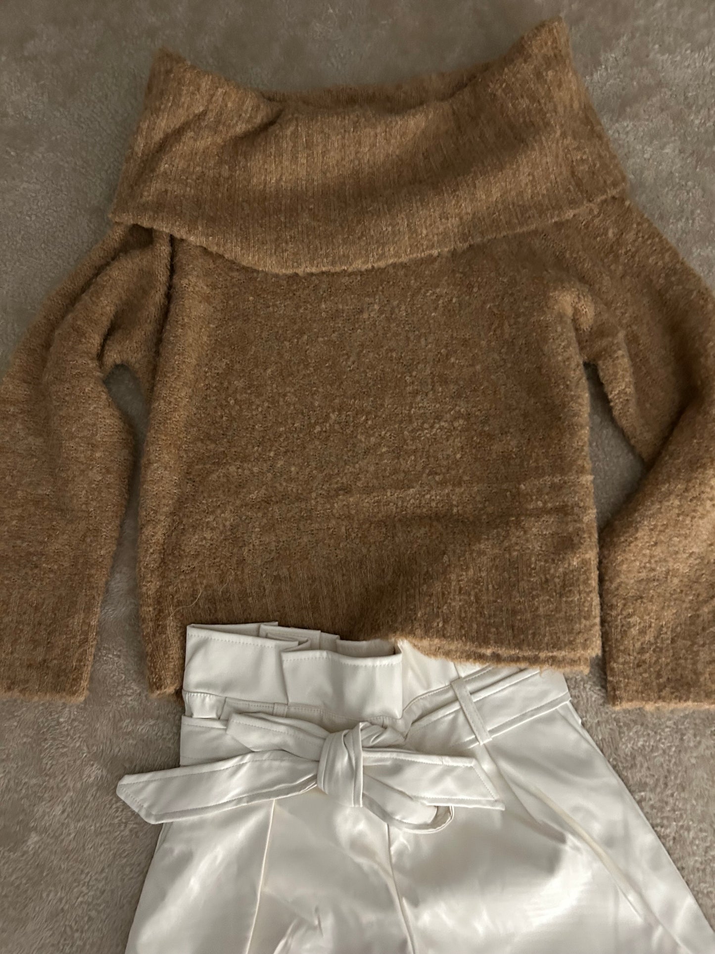 Beige Long Sleeve Sweater One Size Fits All