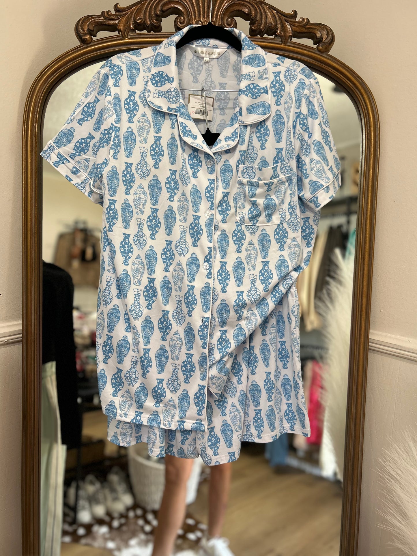 Royal Standard Short Sleeve Button Up with Short PJ Set