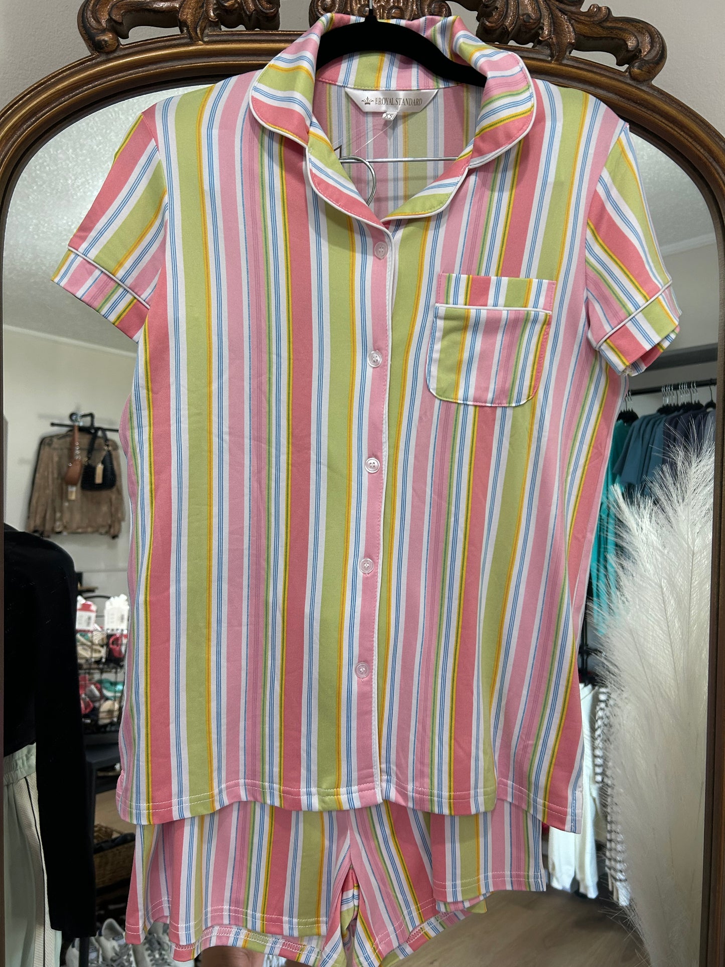Royal Standard Short Sleeve Button Up with Short PJ Set