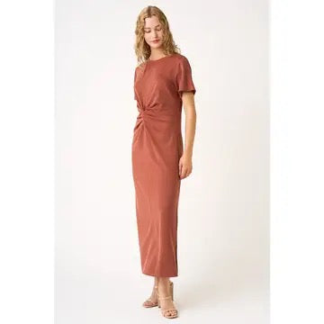 Twist Knot Detail Side Slit Maxi T-Shirt Dress
