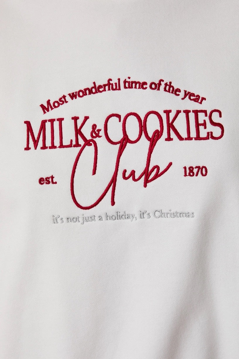 Crew Neck Long Sleeve "Milk & Cookies Club" Sweatshirt