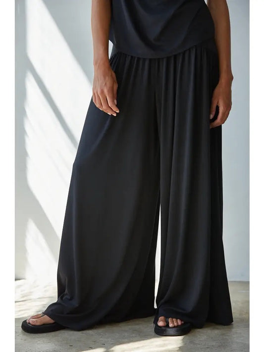 Knit Polyester Spandex Elastic Waist Straight Leg