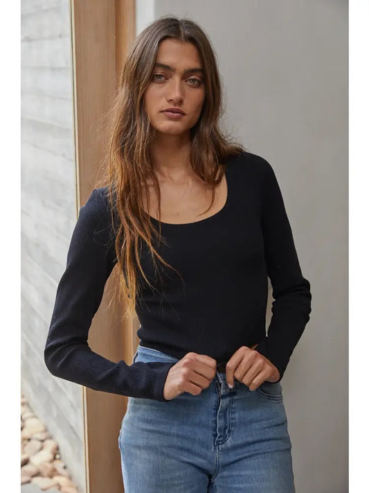 Ribbed Long Sleeve Crop Top