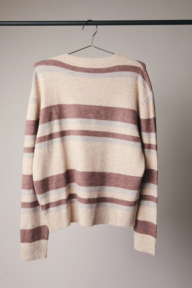Long Sleeve "HOHOHO" Striped Sweater