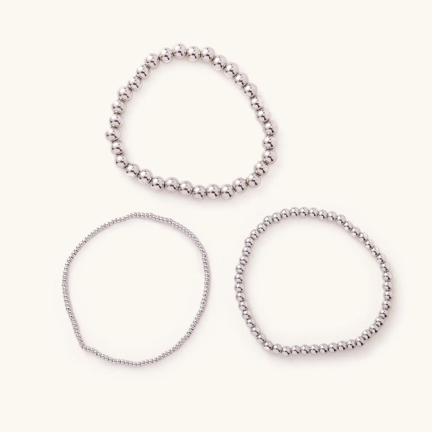 Waterproof Silver Ball Bracelets- Medium