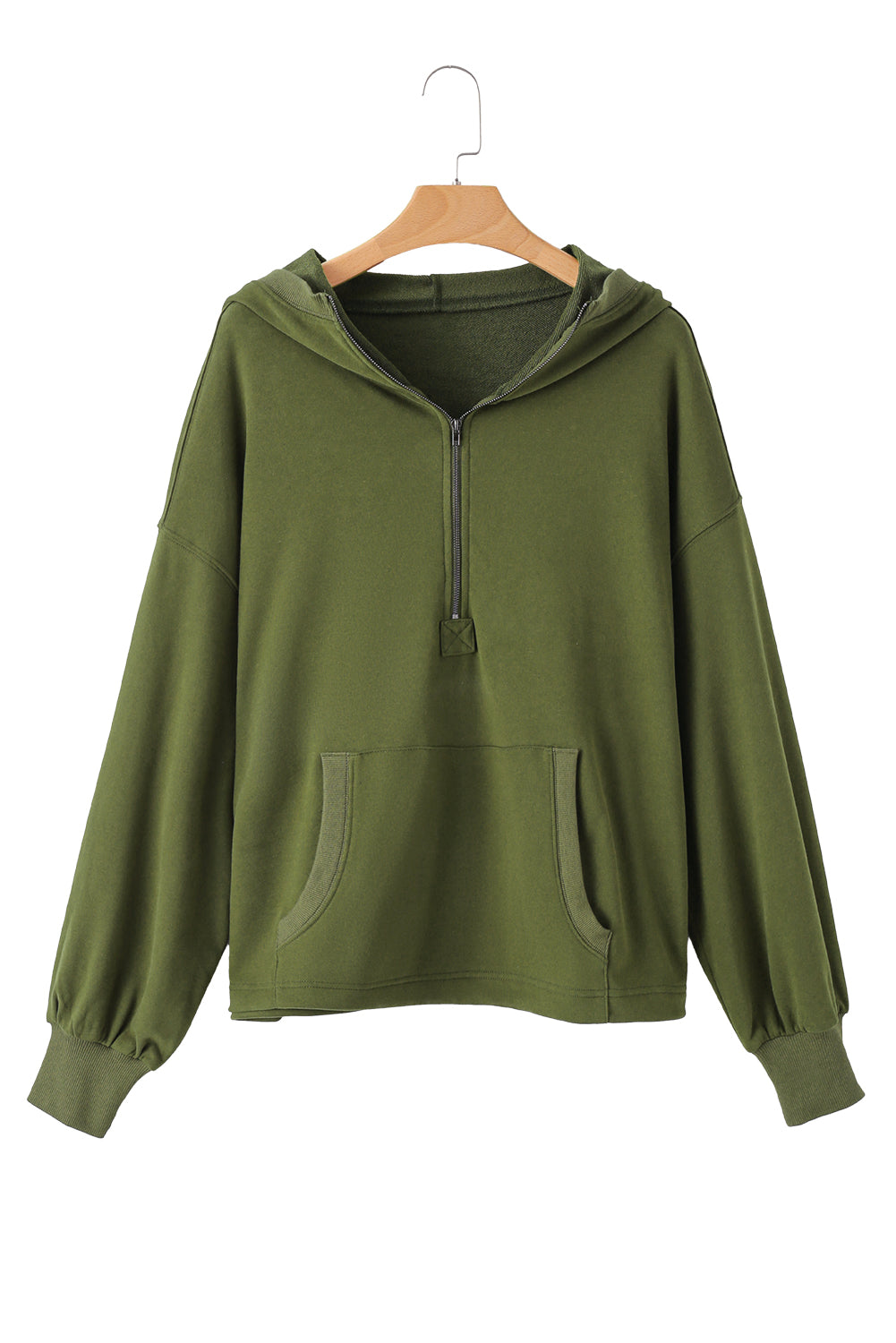 Parchment Kangaroo Pocket Half Zipper Oversized Hoodie