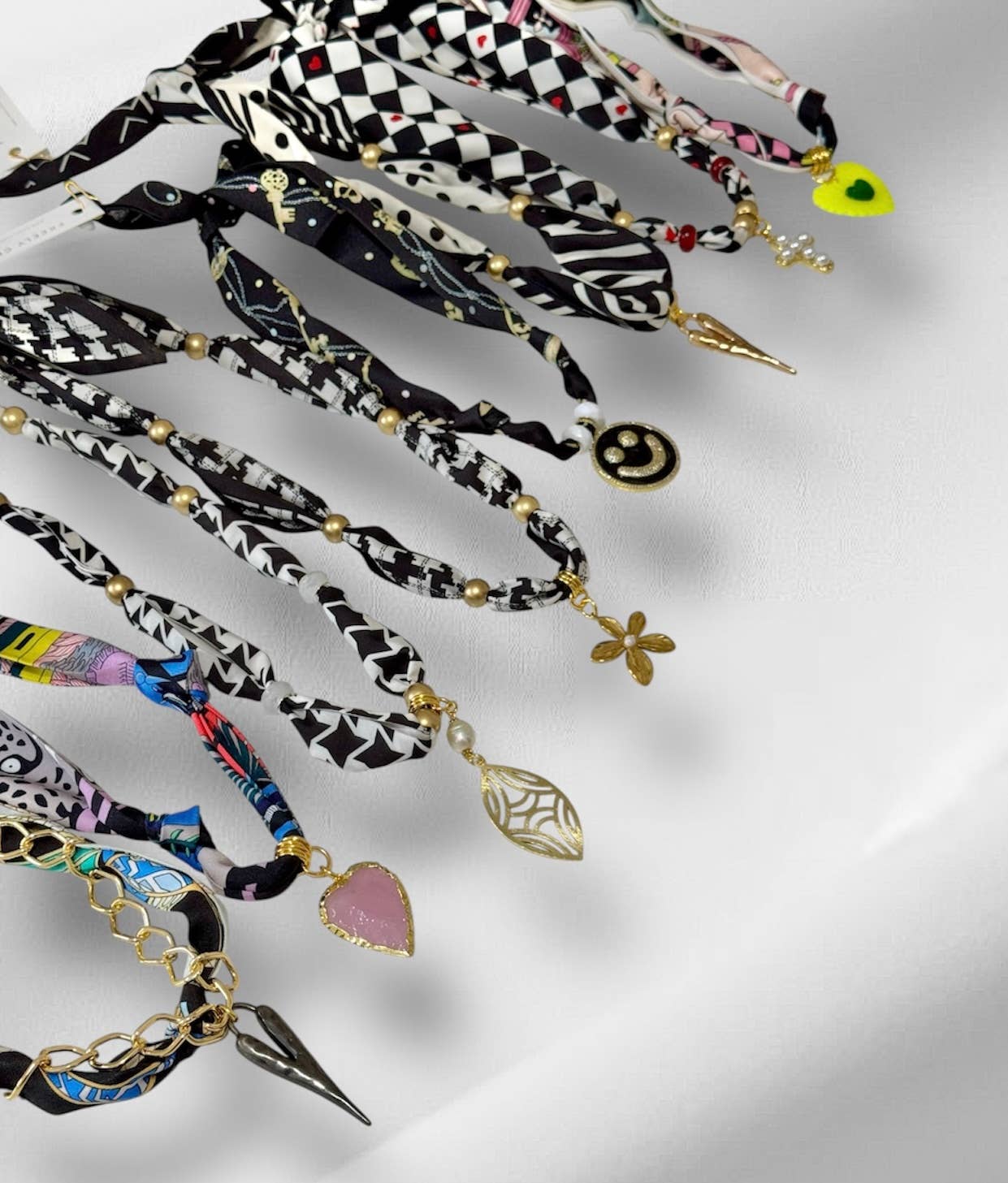 Trendy Scarf Charm Necklace with beads