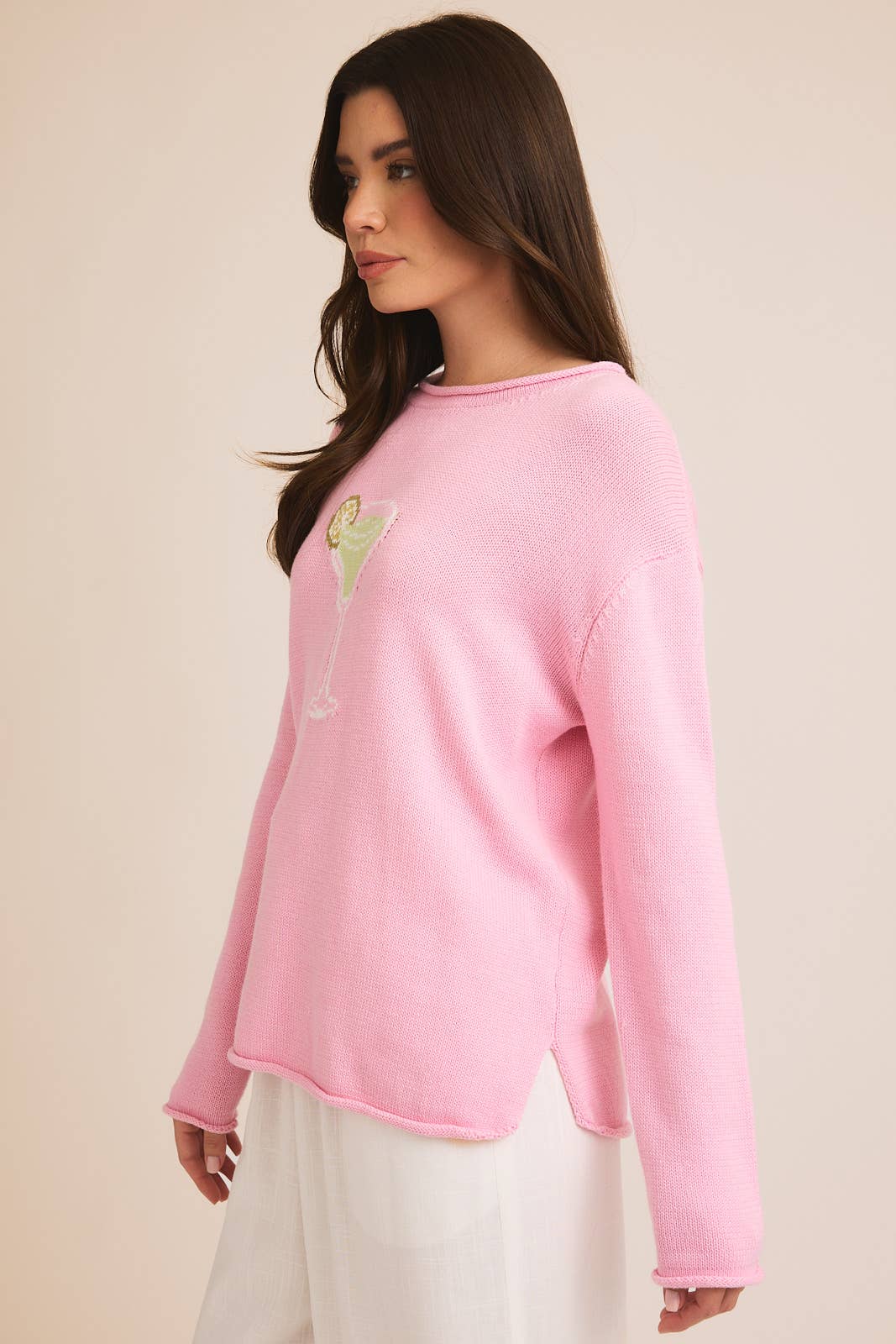 ROUND NECK LONG SLEEVE "MARGARITA" GRAPHIC SWEATER