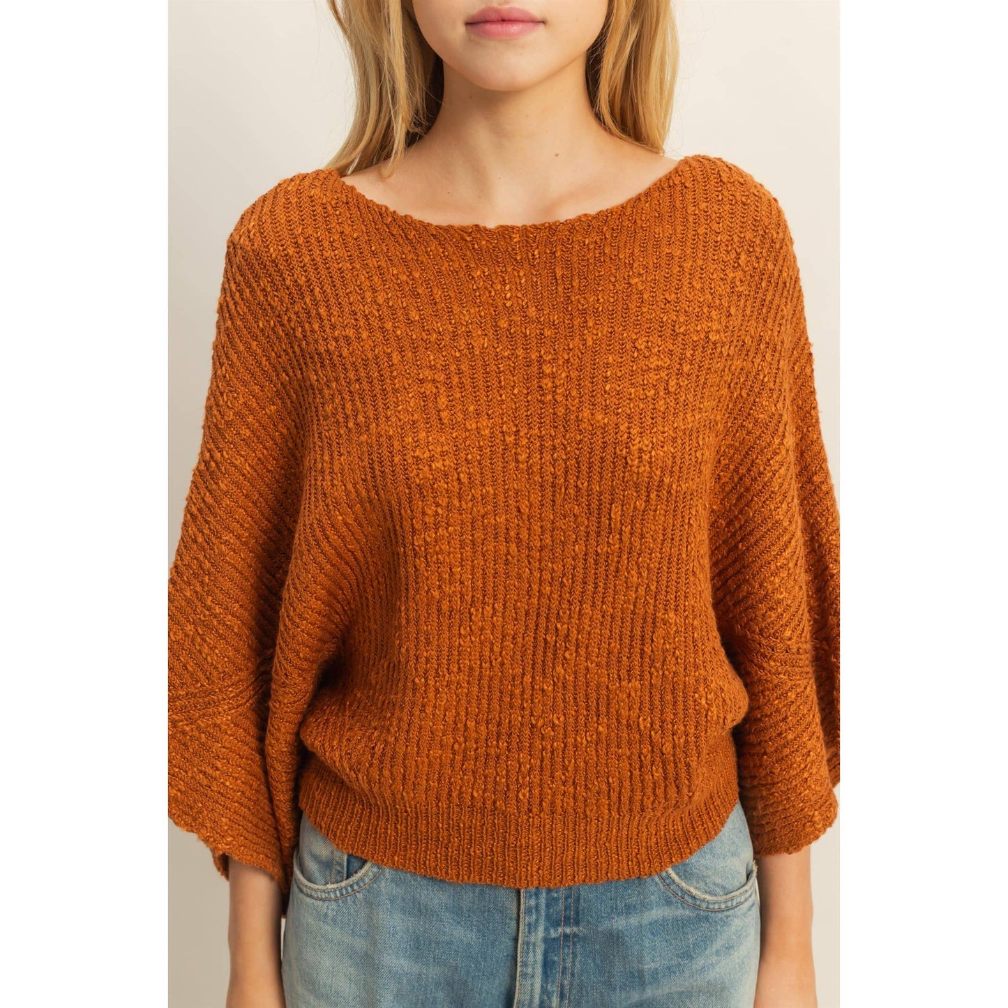 Boat Neck Knit Sweater