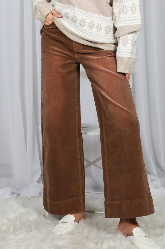 Stone Washed Cotton Corduroy Cropped Pants VP83141