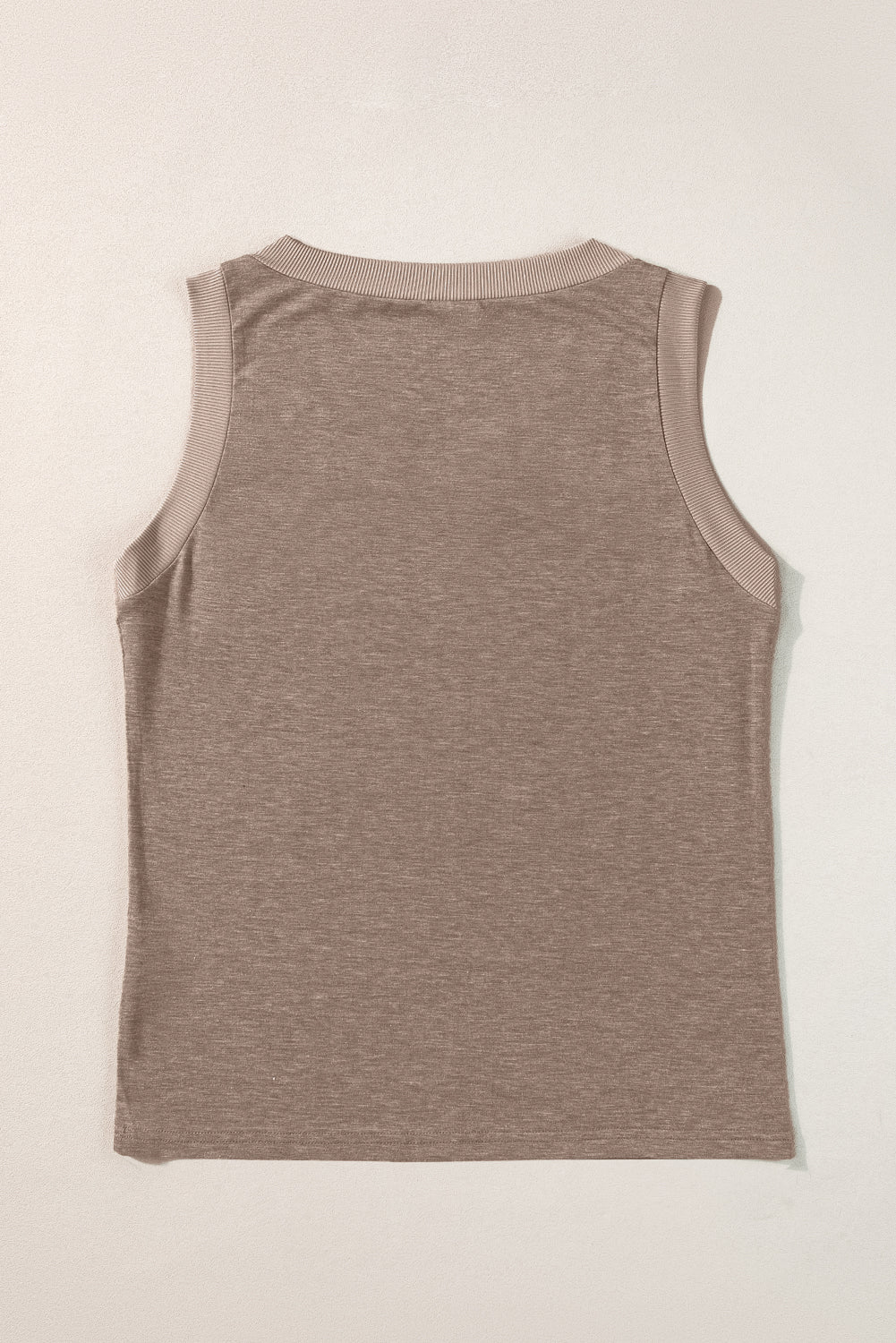 Gray Contrast Trim V-Neck Loose Fit Tank Top