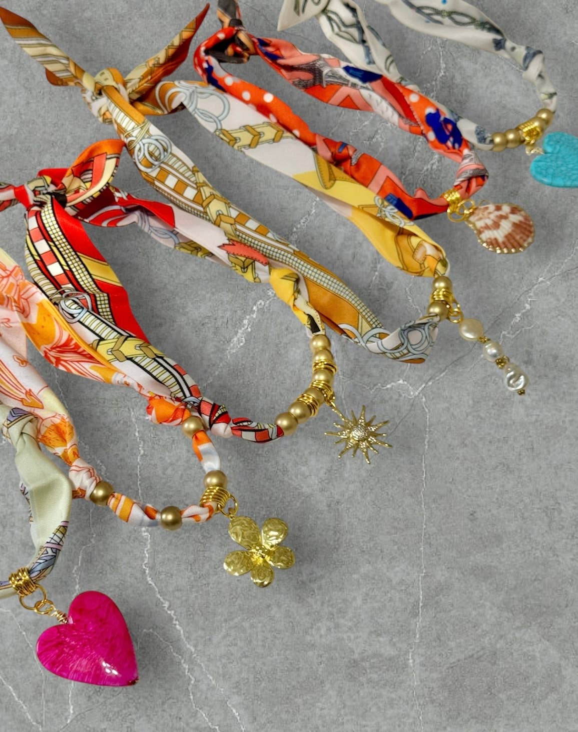 Trendy Scarf Charm Necklace with beads