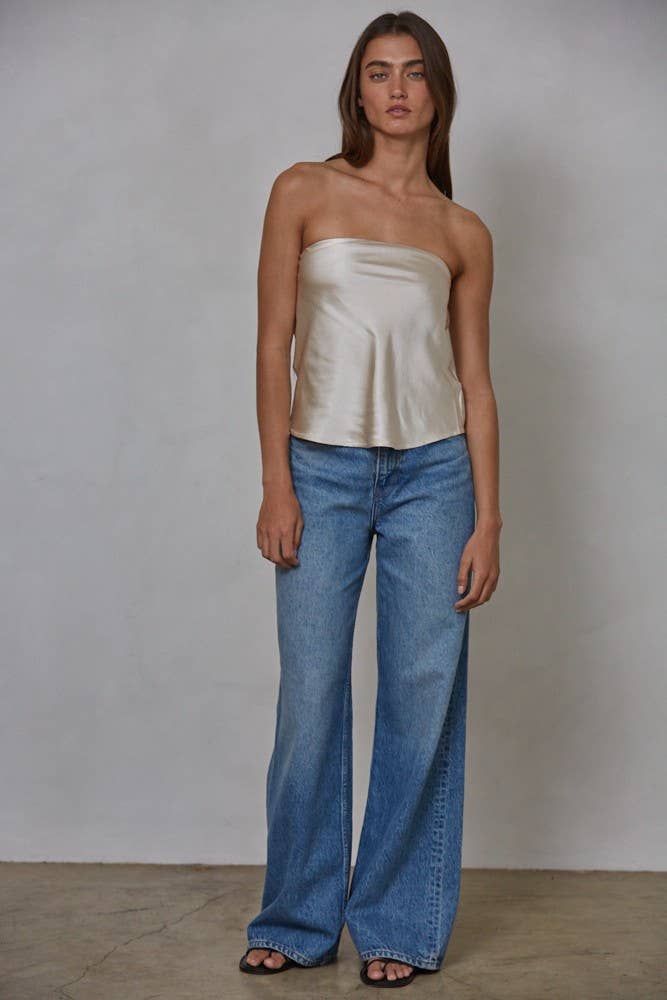 Polyester Spandex Satin Tube Top