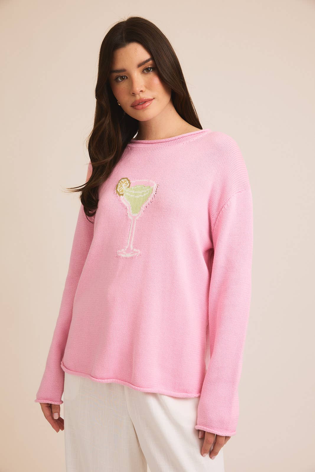 ROUND NECK LONG SLEEVE "MARGARITA" GRAPHIC SWEATER