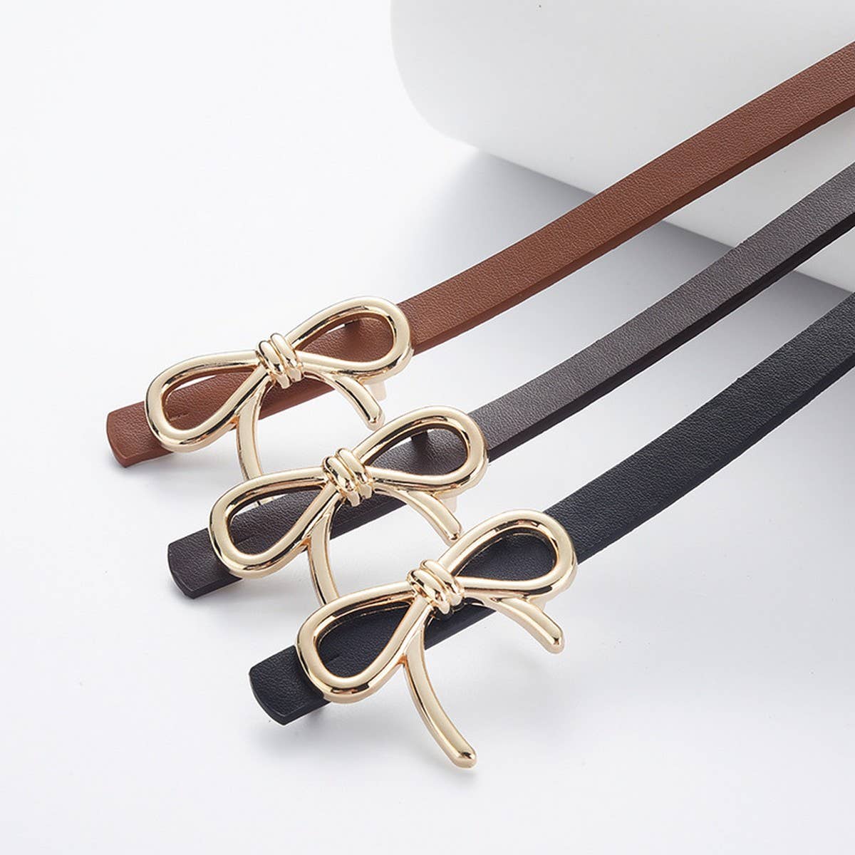 Bow PU Leather Skinny Belt | Elegant Waist Cinche