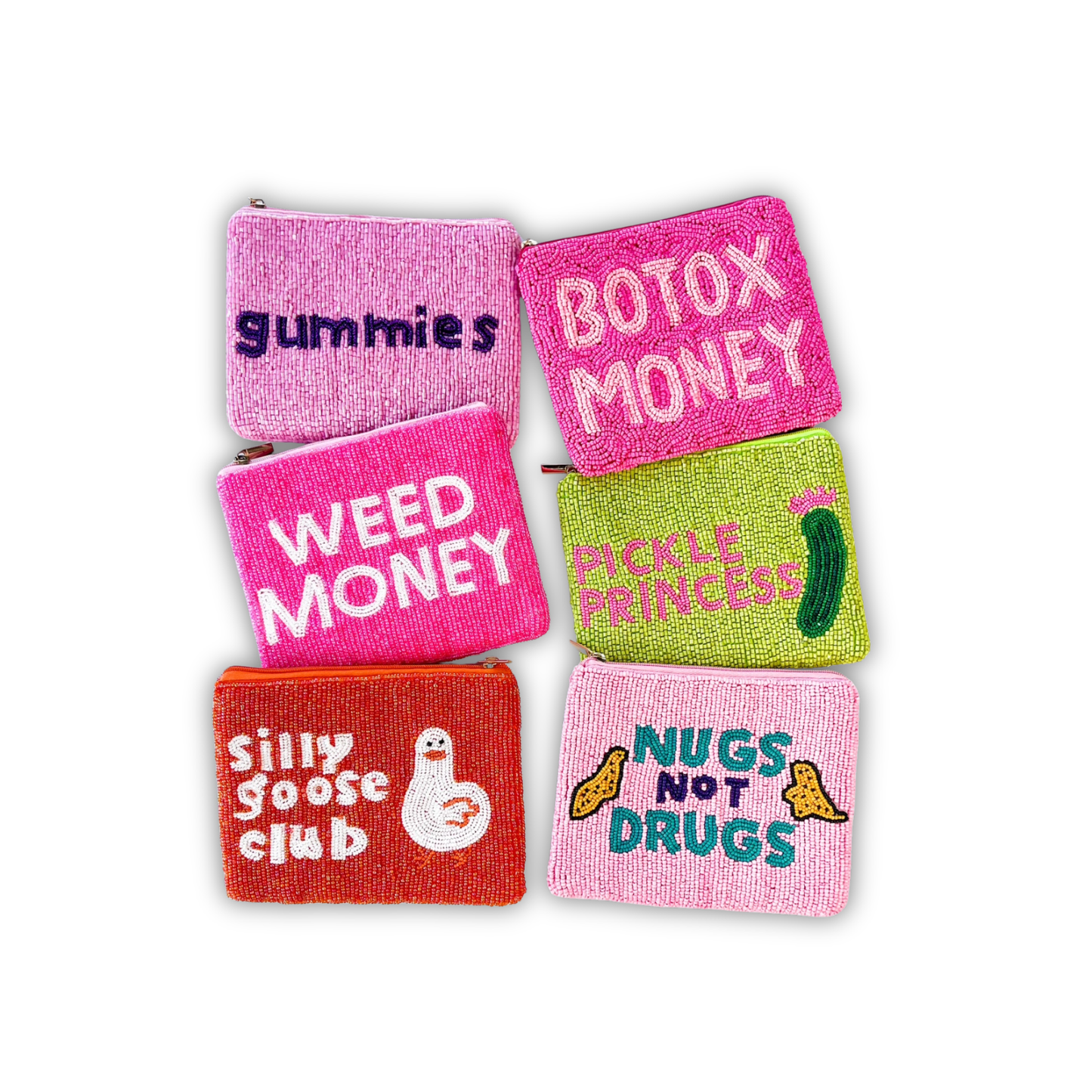 XL Beaded Coin Purse - Tipsy Sayings - Coin Pouch