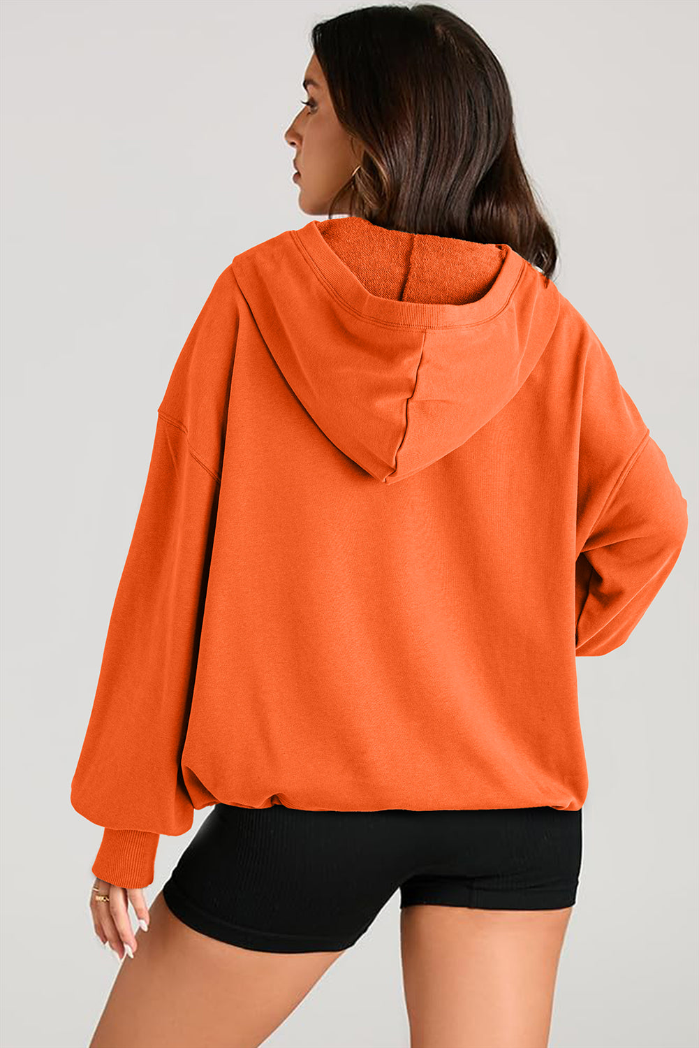 Parchment Kangaroo Pocket Half Zipper Oversized Hoodie