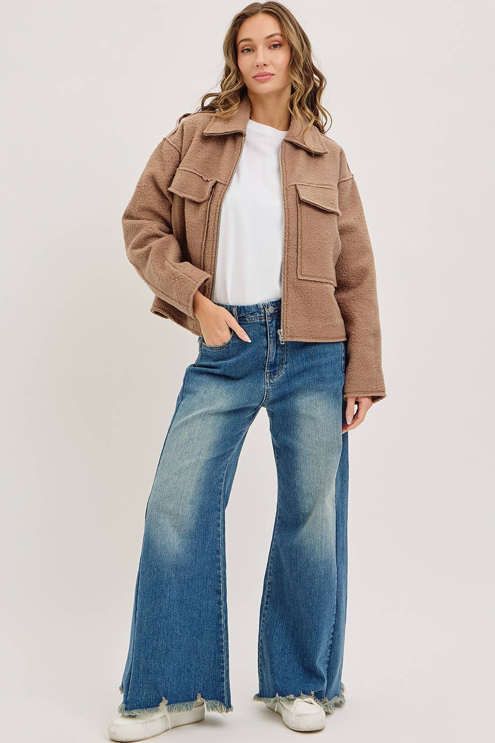 TEXTURED BOMBER JACKET/OUTERWEAR