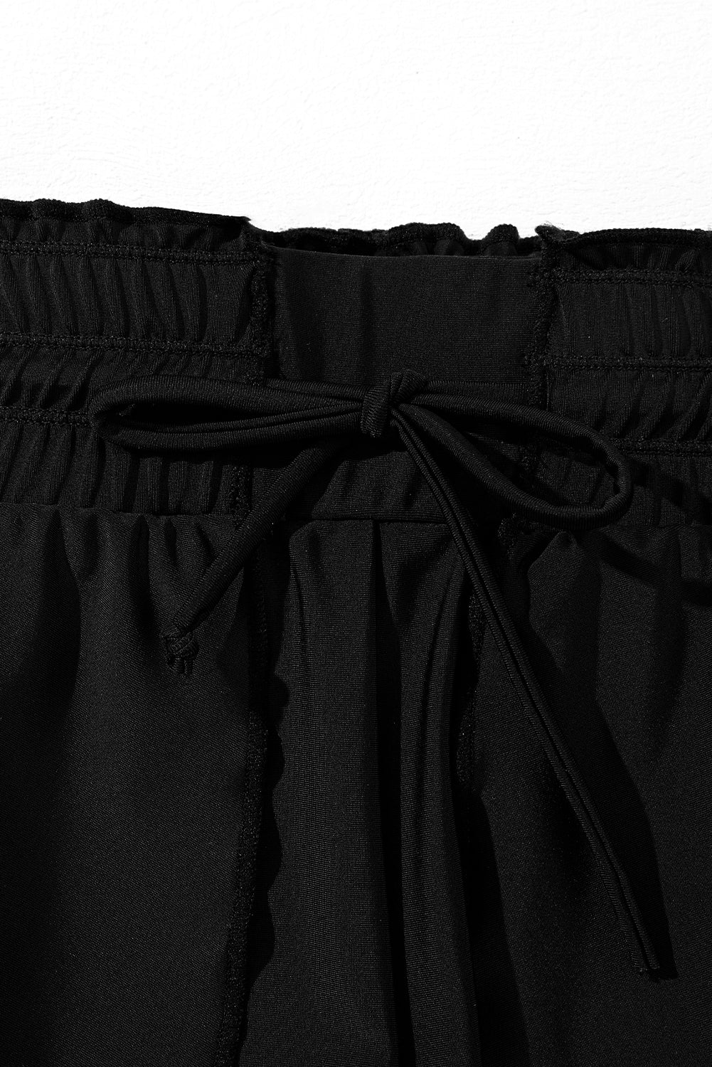 Dark Grey Frill High Waist Petal Wrap Swim Shorts