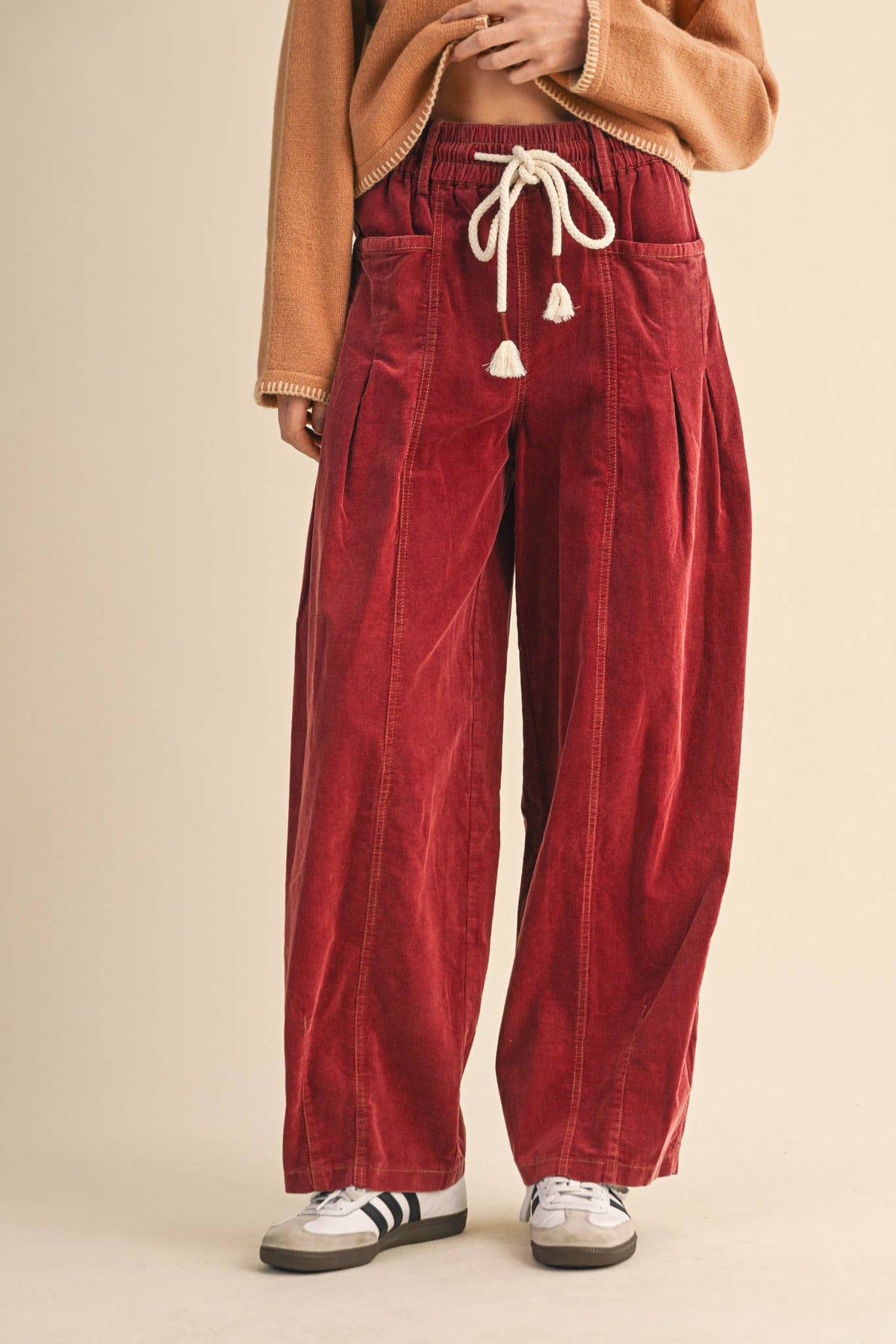 WASHED CORDUROY PLEATED BARREL PANTS MP4155