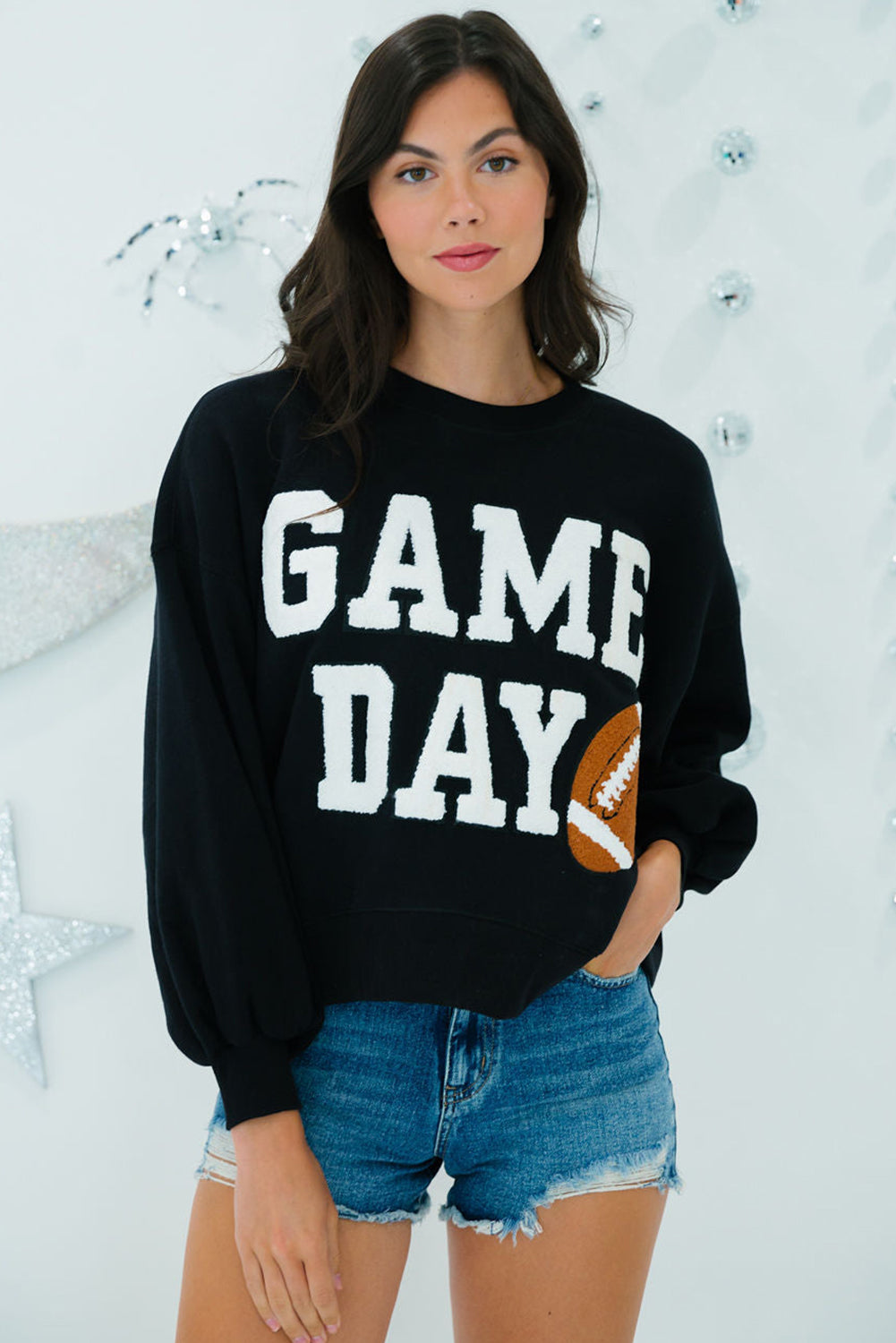 White GAME DAY Varsity Pullover Sweatshirt