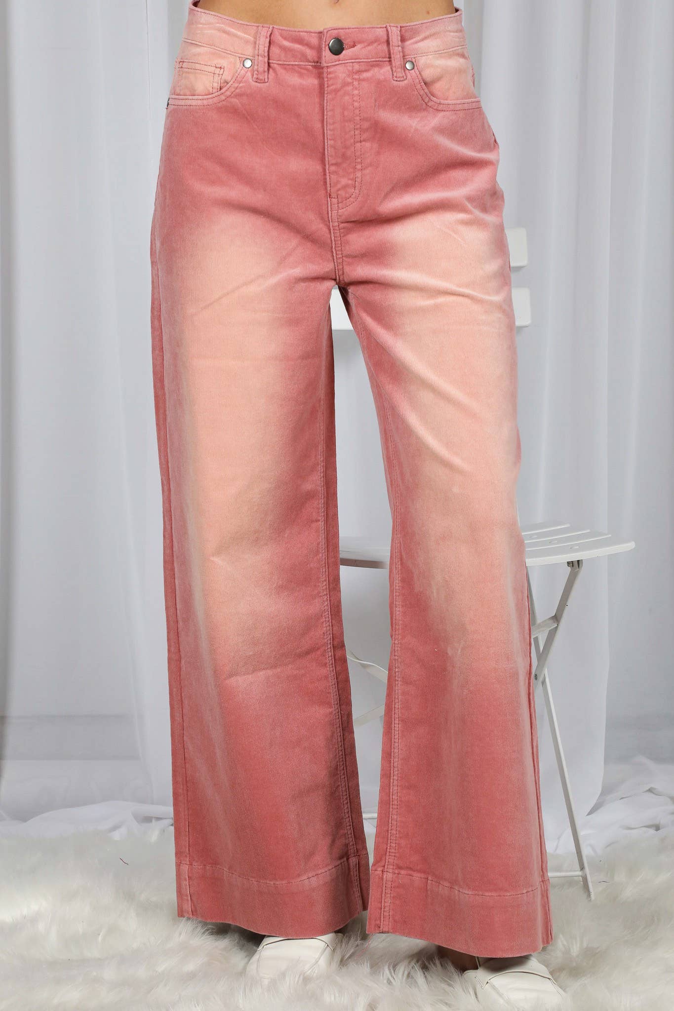 Stone Washed Cotton Corduroy Cropped Pants VP83141