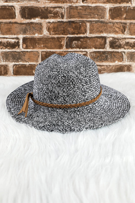 Bristol Black Tassel Braided Wide Brim Boho Woven Hat