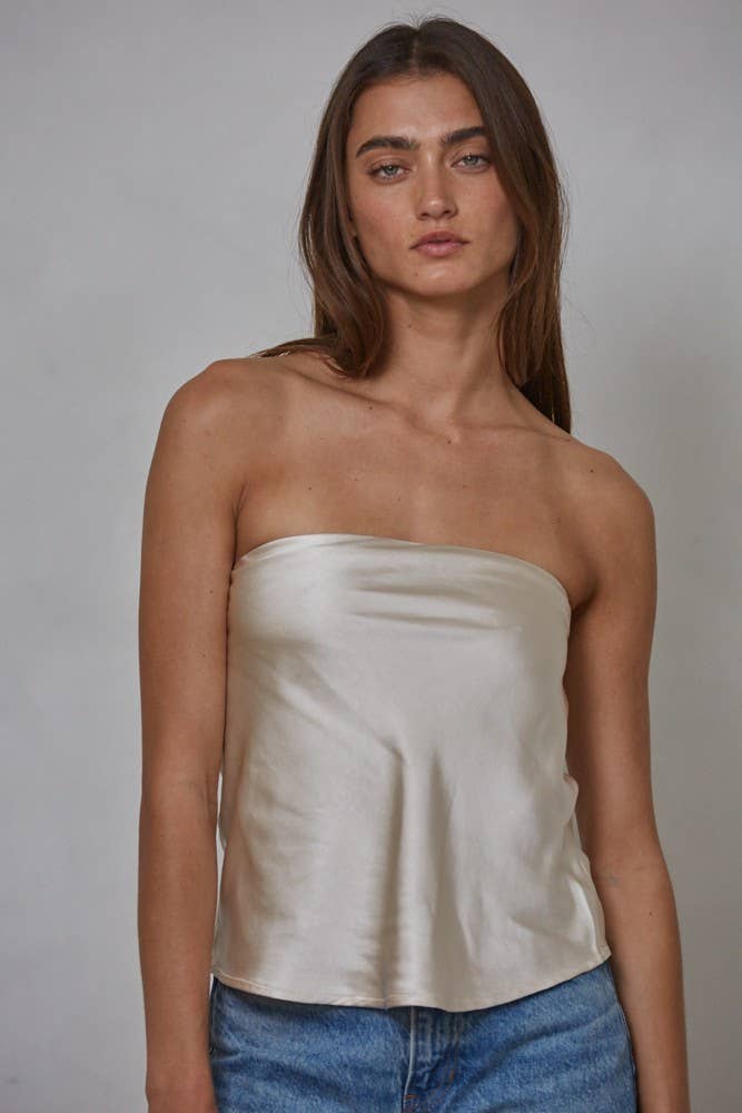 Polyester Spandex Satin Tube Top