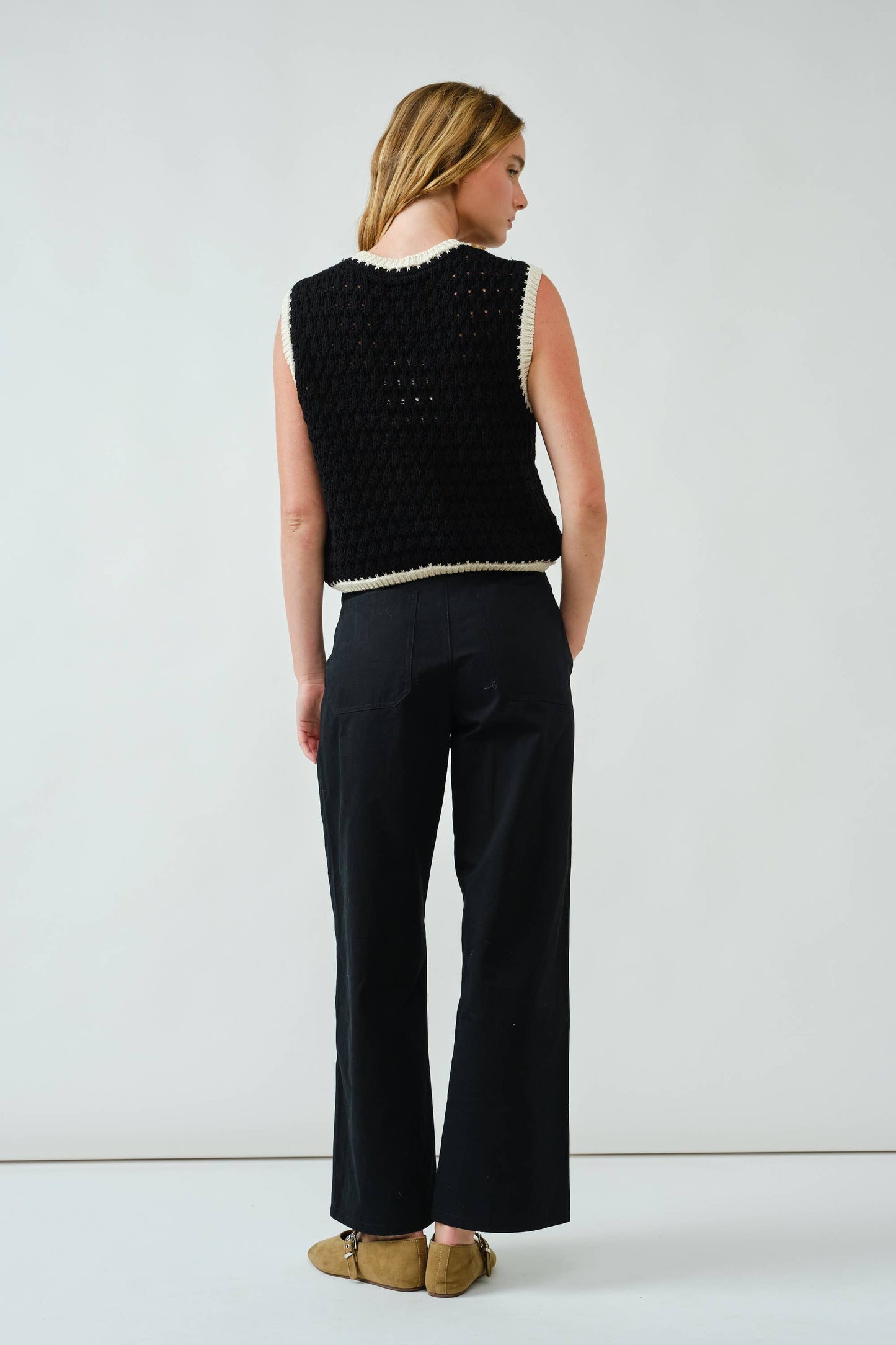 FRONT SHIRRING DETAIL DRAWSTRING STRAIGHT PANTS