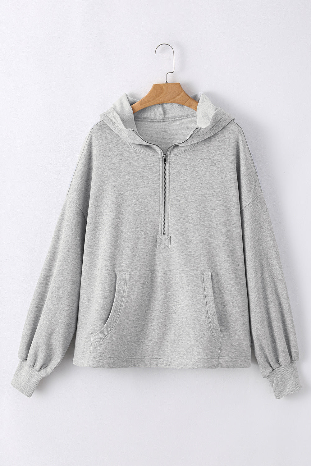 Parchment Kangaroo Pocket Half Zipper Oversized Hoodie