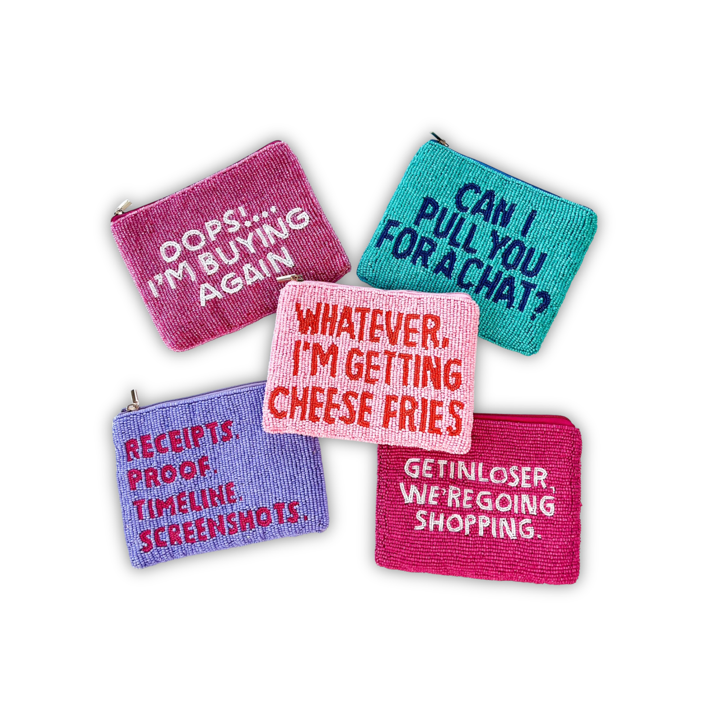 XL Beaded Coin Purse - Tipsy Sayings - Coin Pouch