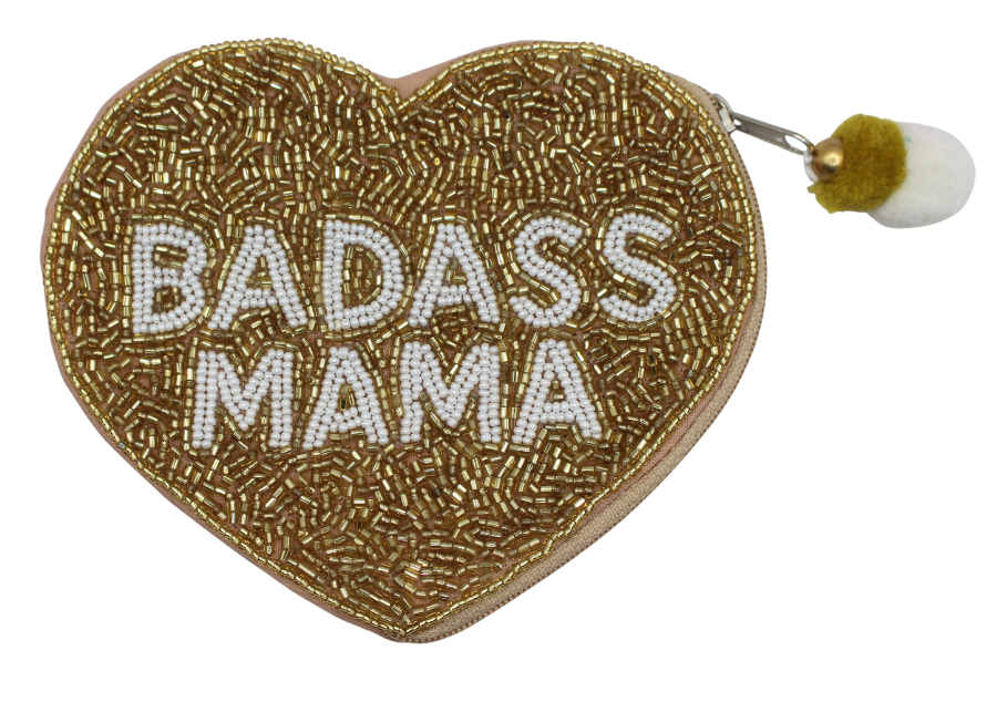Badass Mama Beaded Coin Pouch