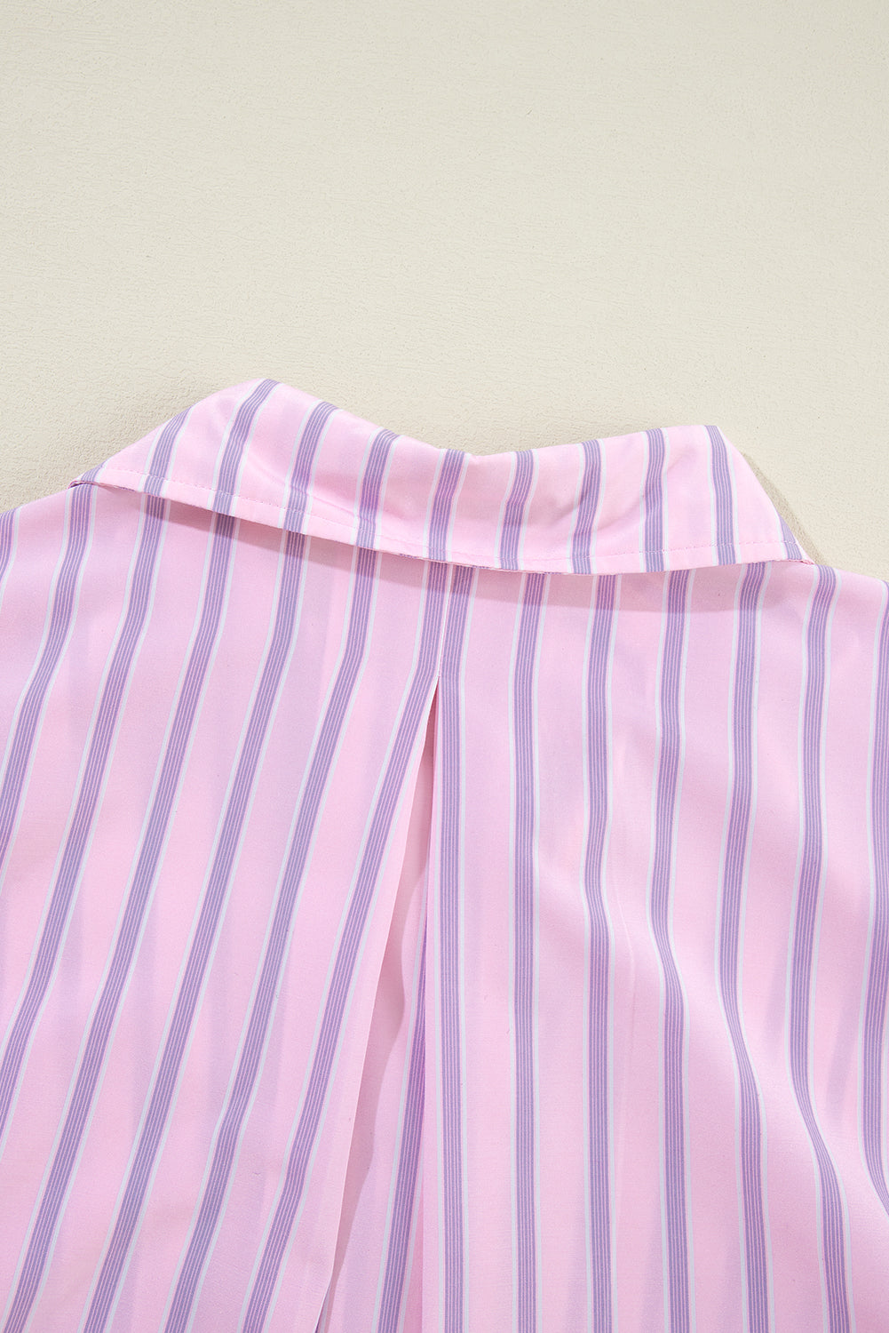 Pink Casual Stripe Chest Pocket Shirt