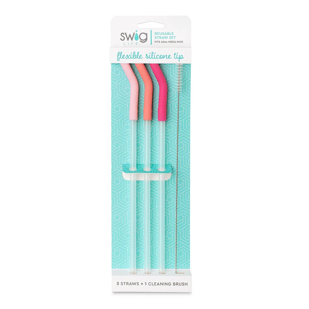 Blush/Coral/Pink  Reusable Straw Set (Mega Mugs)