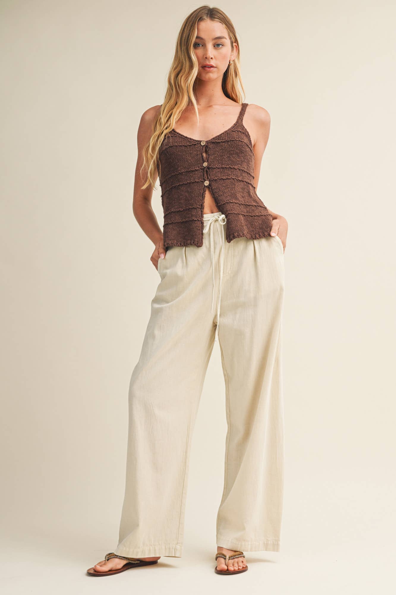 FRONT BUTTON CLOSURE SWEATER TANK TOP